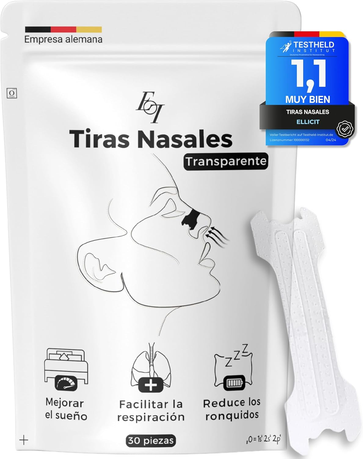 Tiras Nasales Transparentes 30 Unidades, Para Dormir Y Deportivas